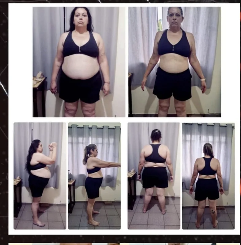 Evolução corporal de aluna com ganho de massa magra e recomposição física